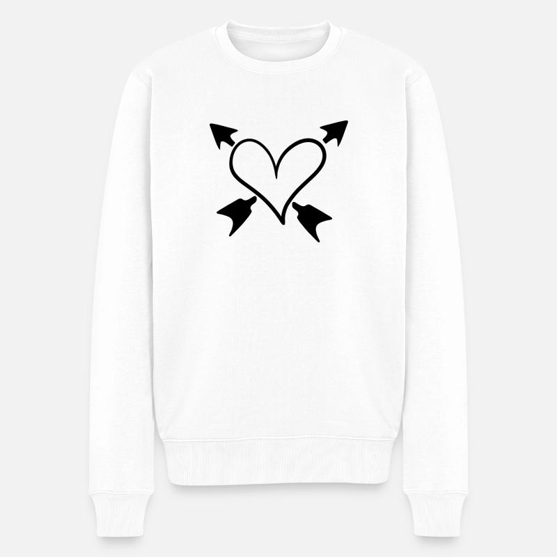 Herz Pfeile Liebe - Männer Premium Bio Pullover - Weiß