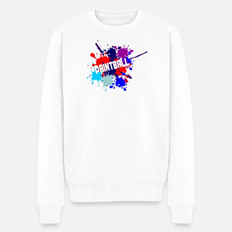Paintball-Text ausgeschnitten - Männer Premium Bio Pullover - Weiß