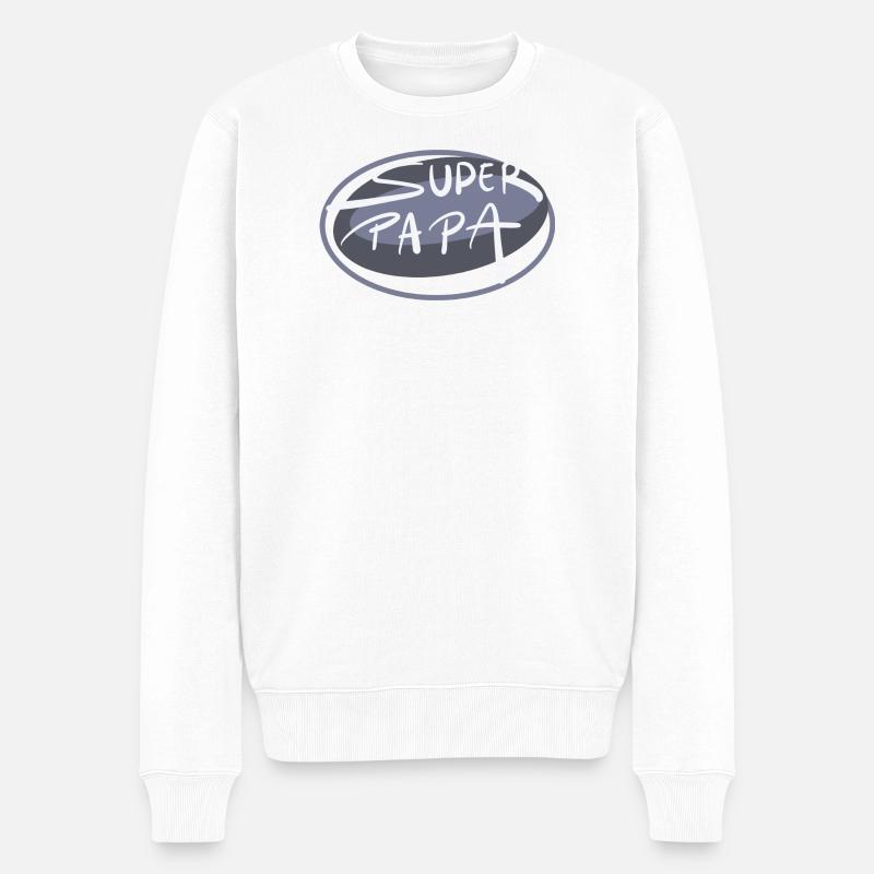 Super Papa - Männer Premium Bio Pullover - Weiß