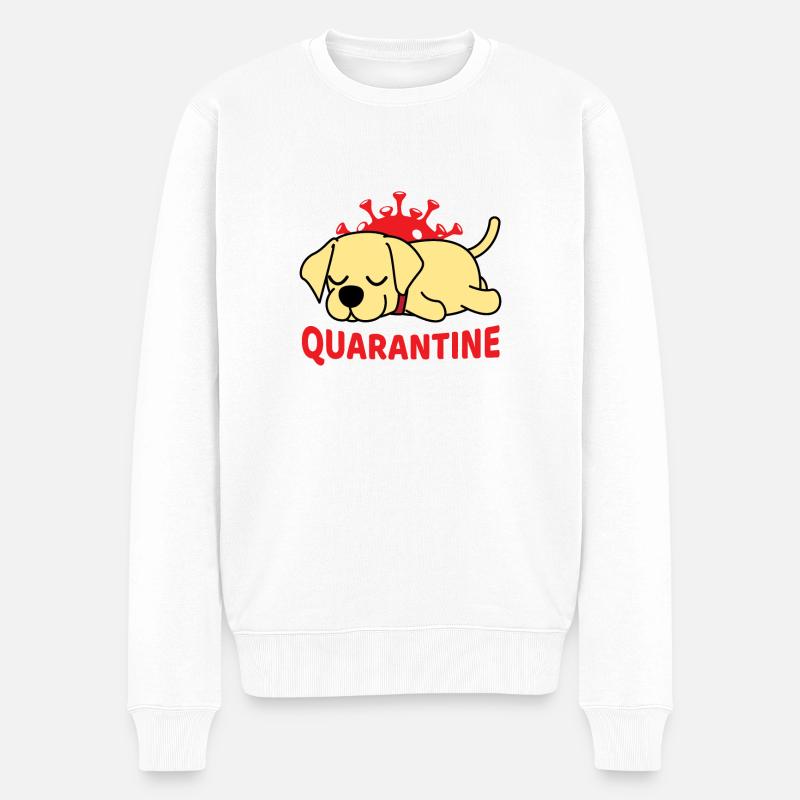 Chien mignon avec motif de quarantaine - Pull Premium bio Homme - blanc