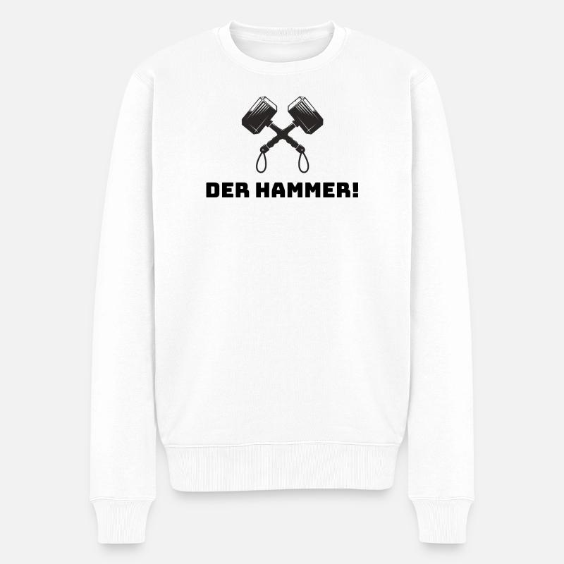 Der Hammer von Thor - Männer Premium Bio Pullover - Weiß