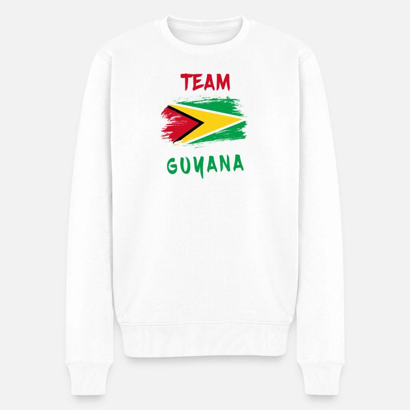 Team Guyana Flaggen Design - Männer Premium Bio Pullover - Weiß