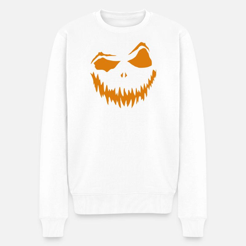 Kürbisfratze5 - Männer Premium Bio Pullover - Weiß