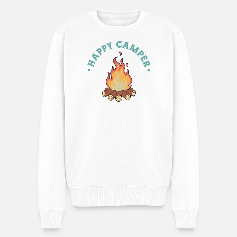 Glücklicher Camper - Männer Premium Bio Pullover - Weiß