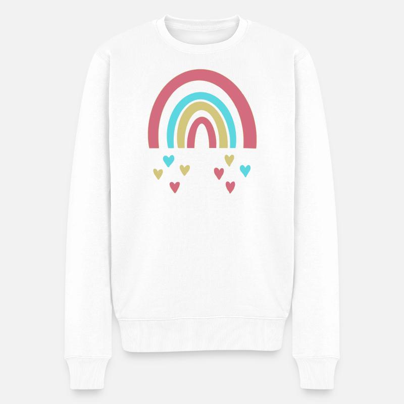 Regenbogen - Männer Premium Bio Pullover - Weiß