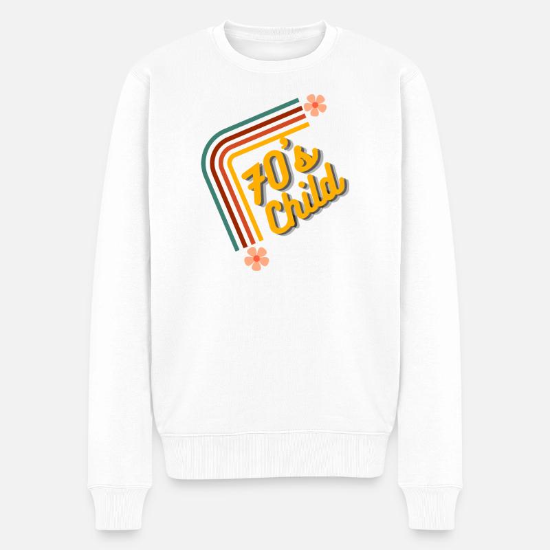 70's Child - Retro Birthday - Männer Premium Bio Pullover - Weiß