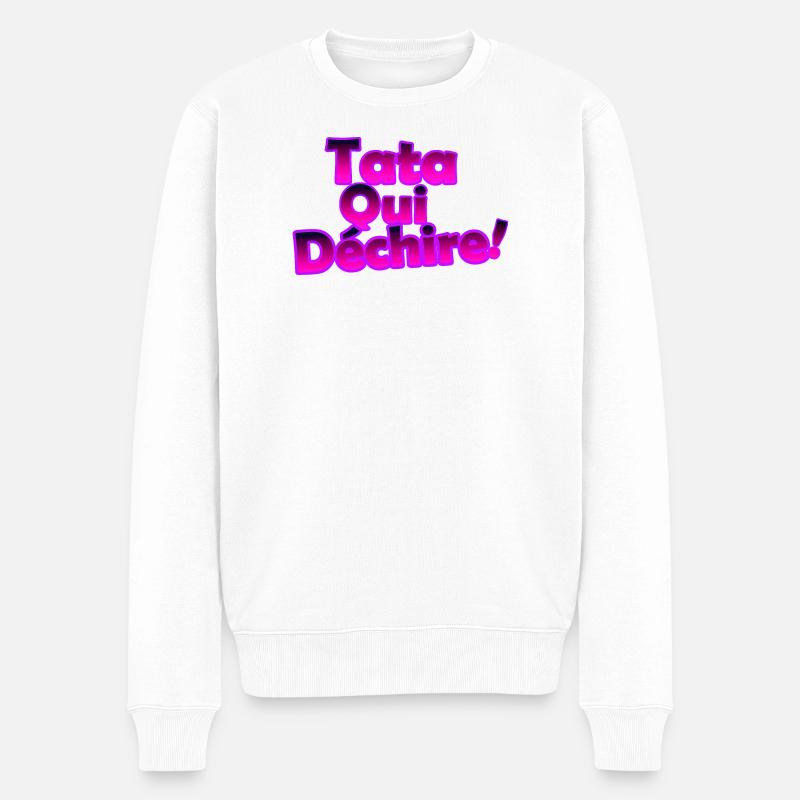 Tata Qui Déchire! Néon Rose 3D - Pull Premium bio Homme - blanc