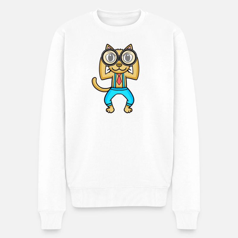 Télescope Astronomie Astronome Chat - Pull Premium bio Homme - blanc