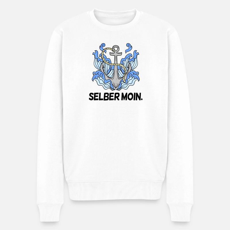Selber Moin - Moin lustig - Männer Premium Bio Pullover - Weiß