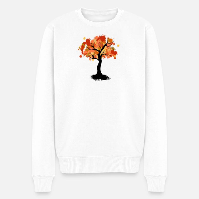 Herbstbaum - Männer Premium Bio Pullover - Weiß