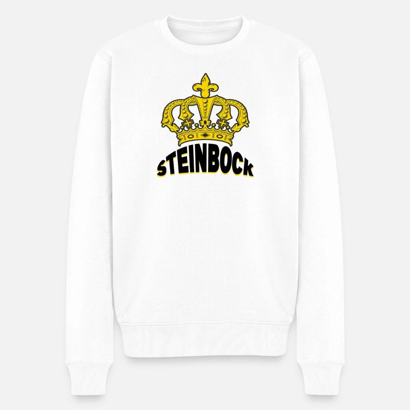 Steinbock Horoskop Spruch Sternzeichen Aberglaube - Männer Premium Bio Pullover - Weiß