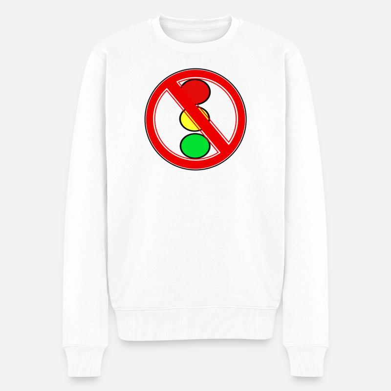 Ampel Verbotsschild - Männer Premium Bio Pullover - Weiß