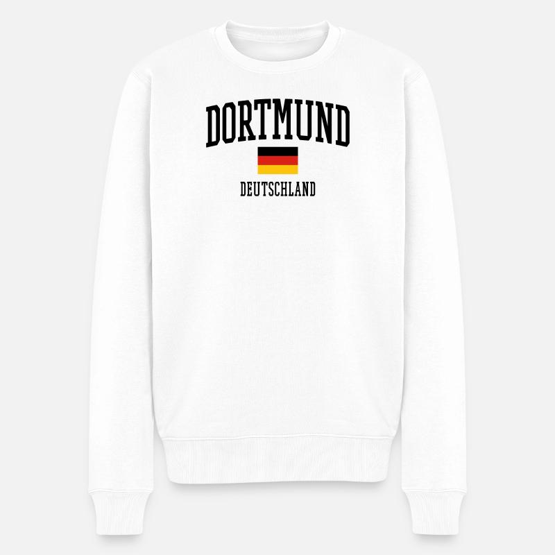  Dortmund Deutschland Flagge Design - Männer Premium Bio Pullover - Weiß