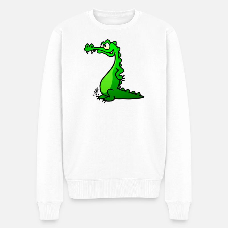 Crocodile Full Color Design - Pull Premium bio Homme - blanc