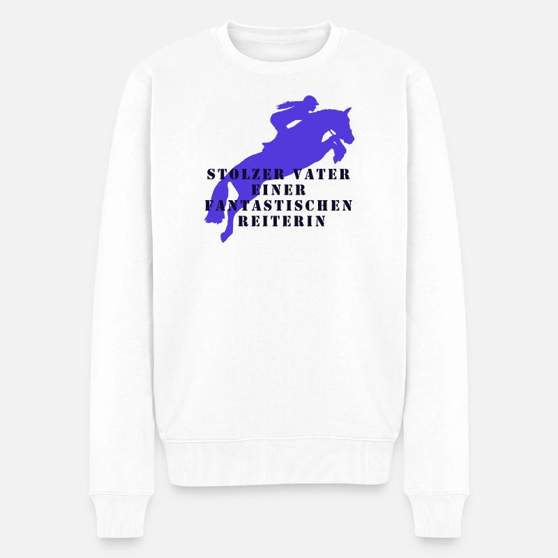 stolzer Vater einer fantastischen Reiterin - Männer Premium Bio Pullover - Weiß