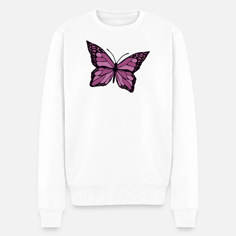 Schmetterling - Männer Premium Bio Pullover - Weiß
