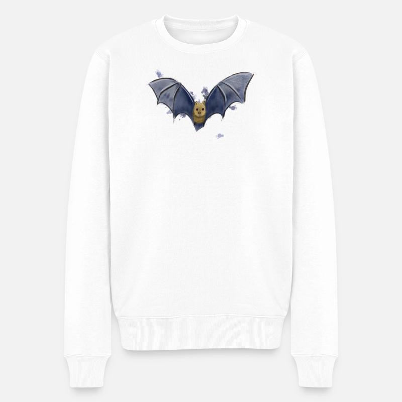 Fledermaus - Männer Premium Bio Pullover - Weiß