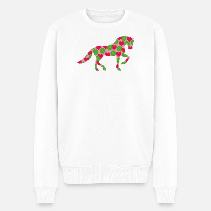 Pferdeglück - Männer Premium Bio Pullover - Weiß