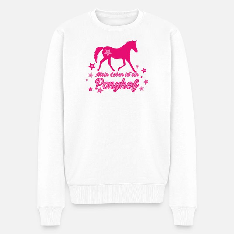 Mein Leben ist ein Ponyhof - Männer Premium Bio Pullover - Weiß