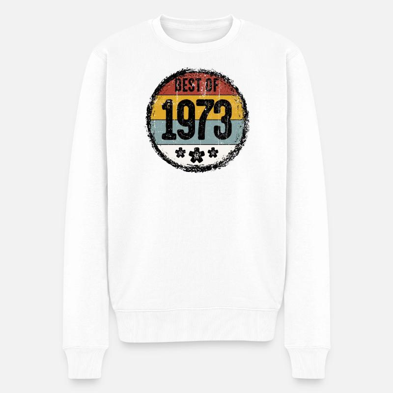 Das Beste von 1973 Vintage Abzeichen - Männer Premium Bio Pullover - Weiß