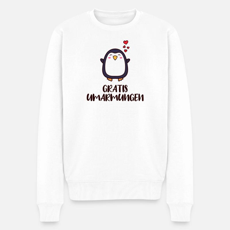 Pinguin Herz Süß Statement Tier Vogel Arktis - Männer Premium Bio Pullover - Weiß