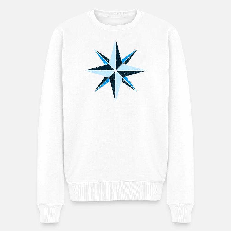 Kompass - Männer Premium Bio Pullover - Weiß