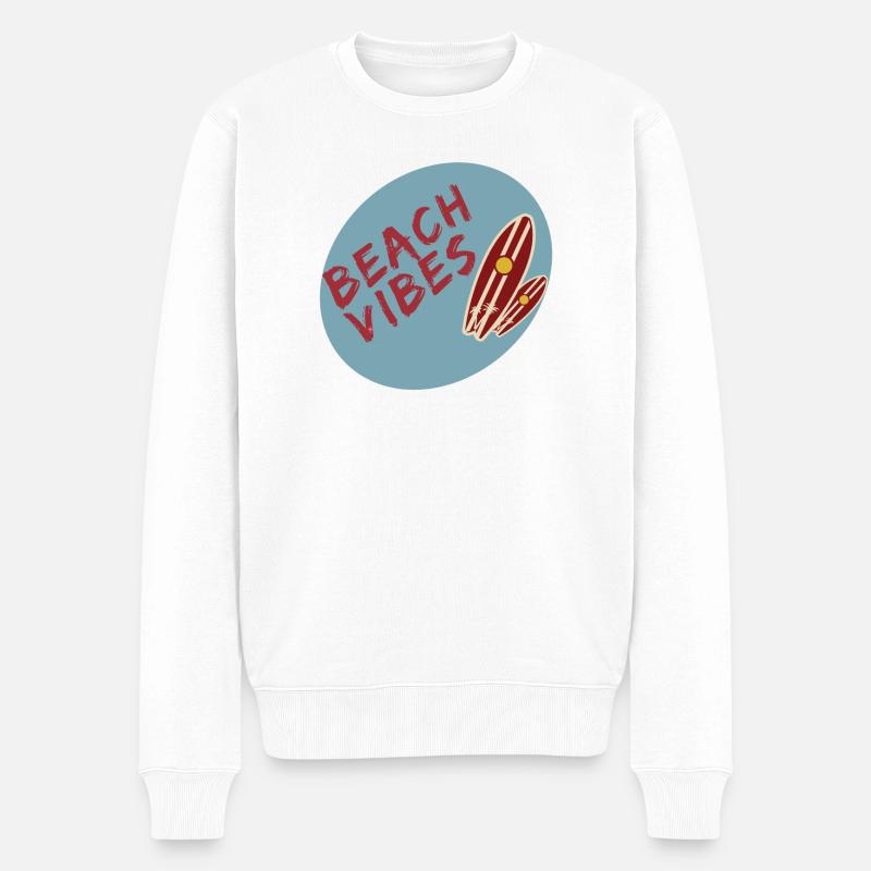 Beach Vibes - Beach Lovers - Männer Premium Bio Pullover - Weiß