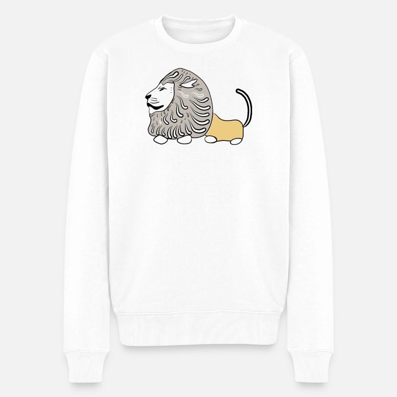 LION VECTER - Pull Premium bio Homme - blanc