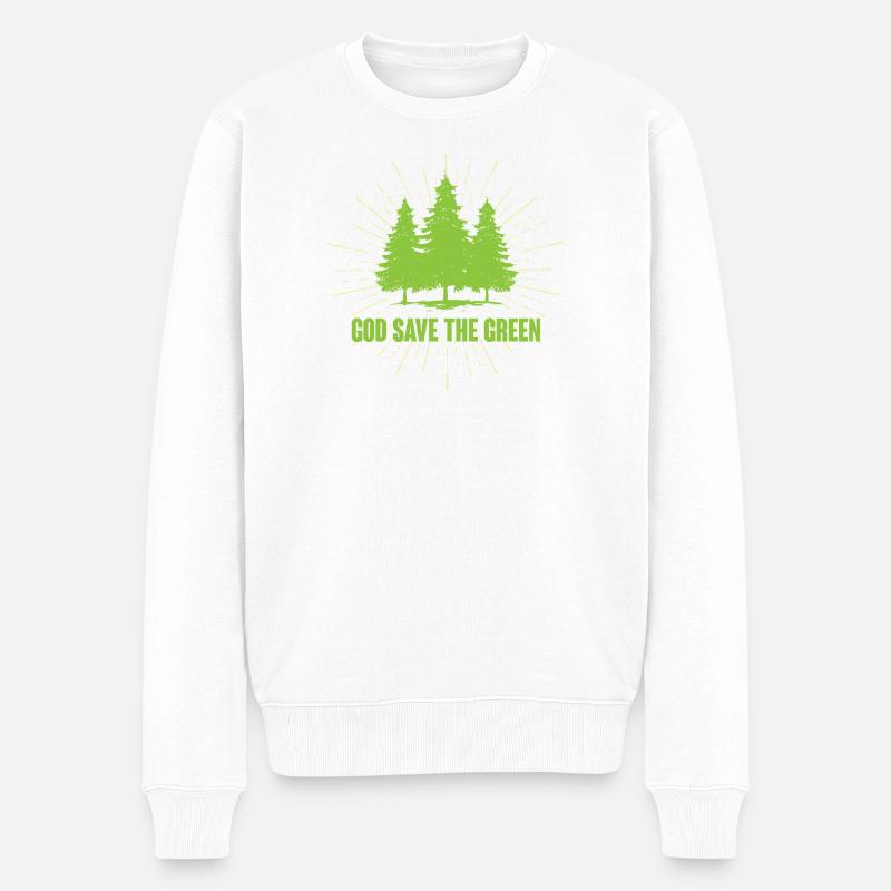 Gott schütze das Grün - Männer Premium Bio Pullover - Weiß