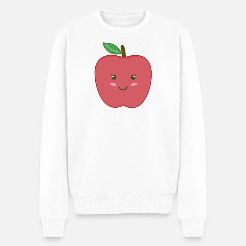 Apfel Kawaii - Männer Premium Bio Pullover - Weiß