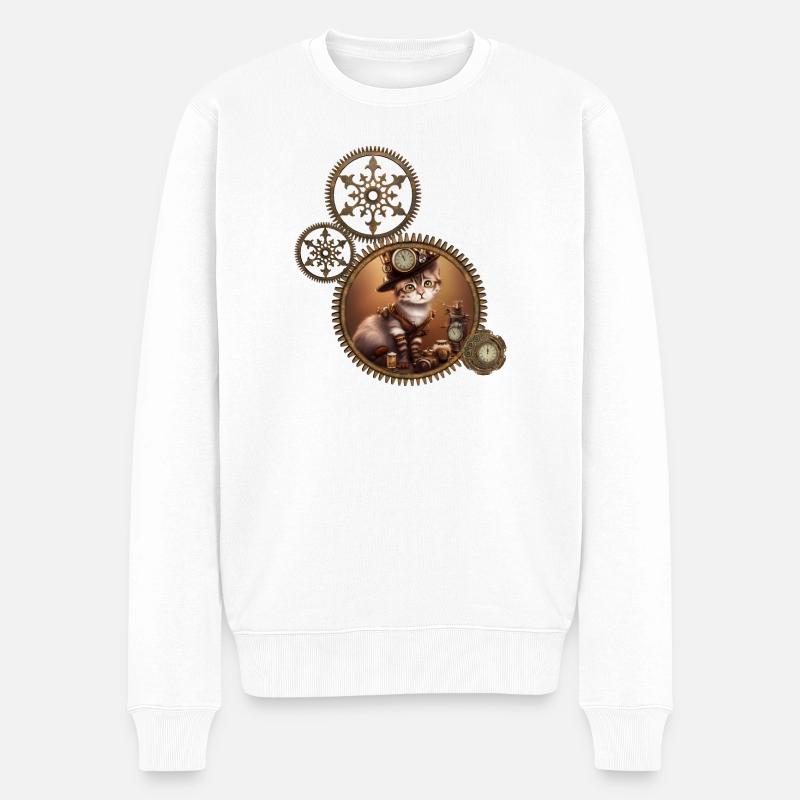 Petit chaton steampunk - Pull Premium bio Homme - blanc
