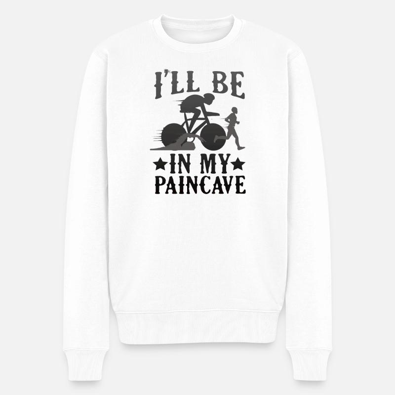 Je serai dans mon triathlon Paincave - Pull Premium bio Homme - blanc