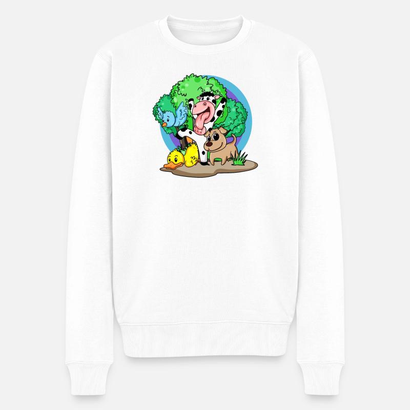 Niedliche Tiere - Männer Premium Bio Pullover - Weiß