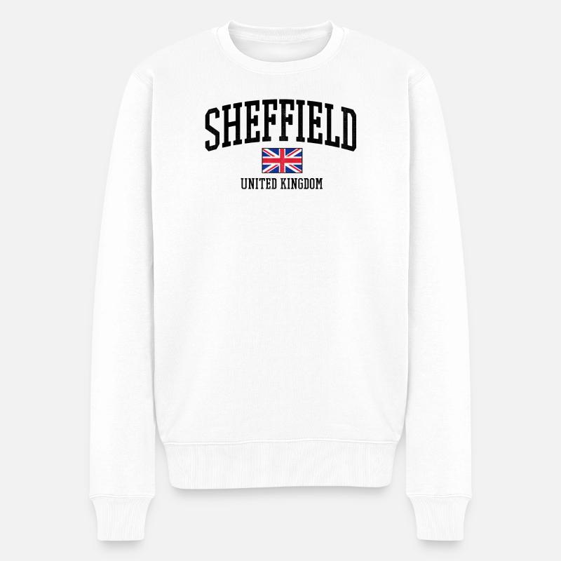 Sheffield, Royaume-Uni, drapeau vieilli - Pull Premium bio Homme - blanc