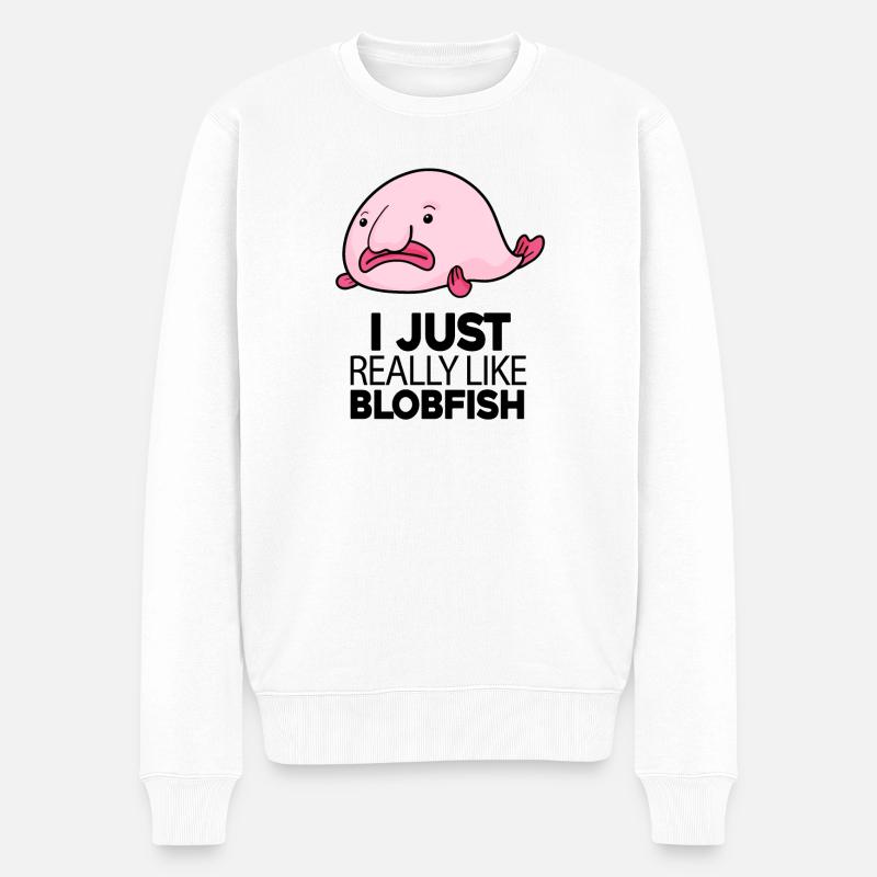 Blobfisch Fisch - Männer Premium Bio Pullover - Weiß