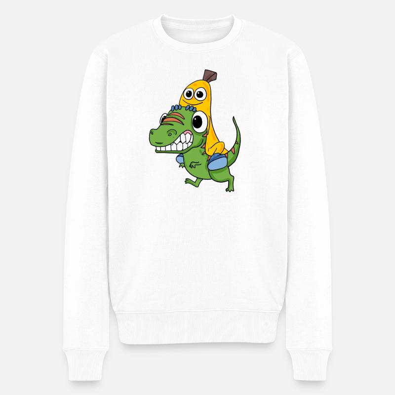 Dinosaures et bananes - Pull Premium bio Homme - blanc