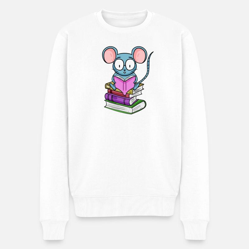 Read Book Books Reader Gift - Men's Premium Organic Jumper - white