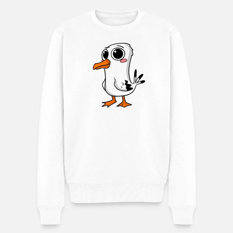 Niedliche Möwe - Männer Premium Bio Pullover - Weiß
