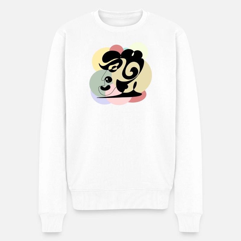 LINE ART BILDER - COOLER PAPA - Männer Premium Bio Pullover - Weiß