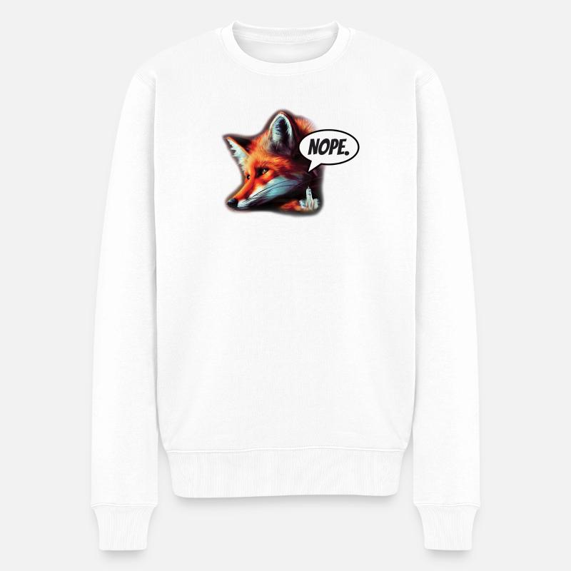 Fuchs Nope - Männer Premium Bio Pullover - Weiß