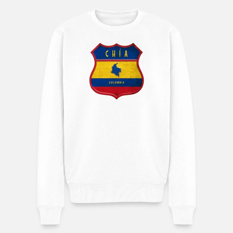 Chía Kolumbien Wappen Design - Männer Premium Bio Pullover - Weiß