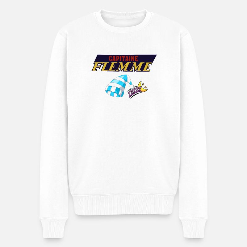 Fauler Kapitän - Männer Premium Bio Pullover - Weiß