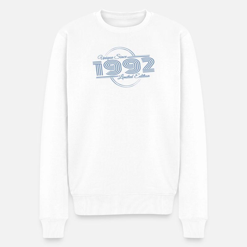 Einzigartig seit 1992 Retro Sprüche  - Männer Premium Bio Pullover - Weiß