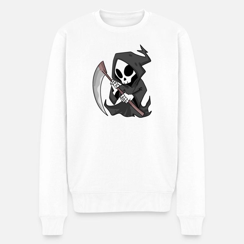 Faucheuse sinistre avec faux - Pull Premium bio Homme - blanc