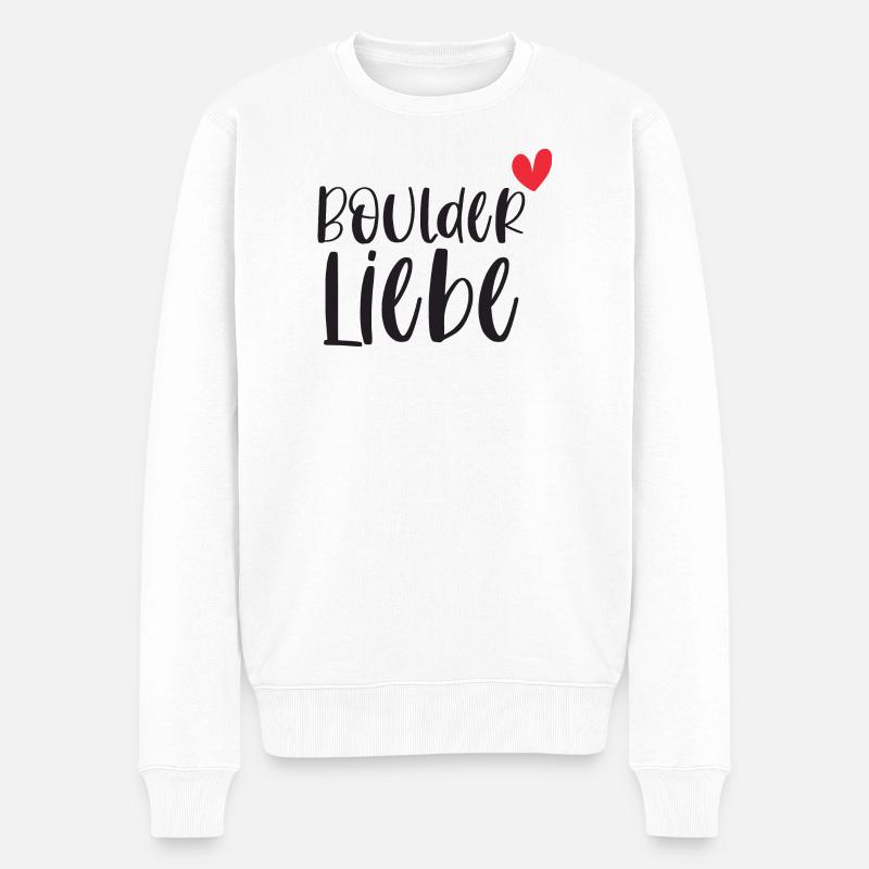 Bouldern Boulderliebe Berge Klettern Geschenk - Männer Premium Bio Pullover - Weiß