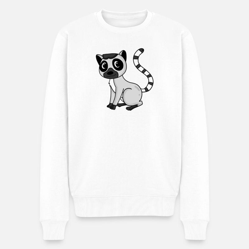 Katte Lemuren - Männer Premium Bio Pullover - Weiß