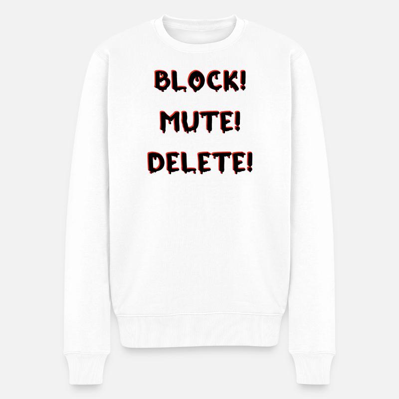 BLOCK MUTE DELETE - Männer Premium Bio Pullover - Weiß
