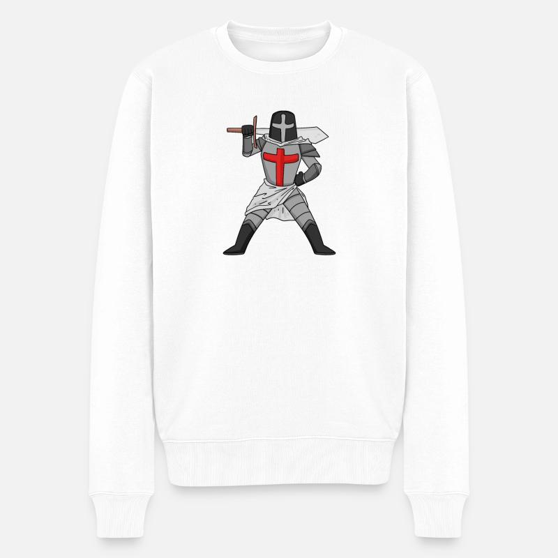 Croix de l’épée templière - Pull Premium bio Homme - blanc