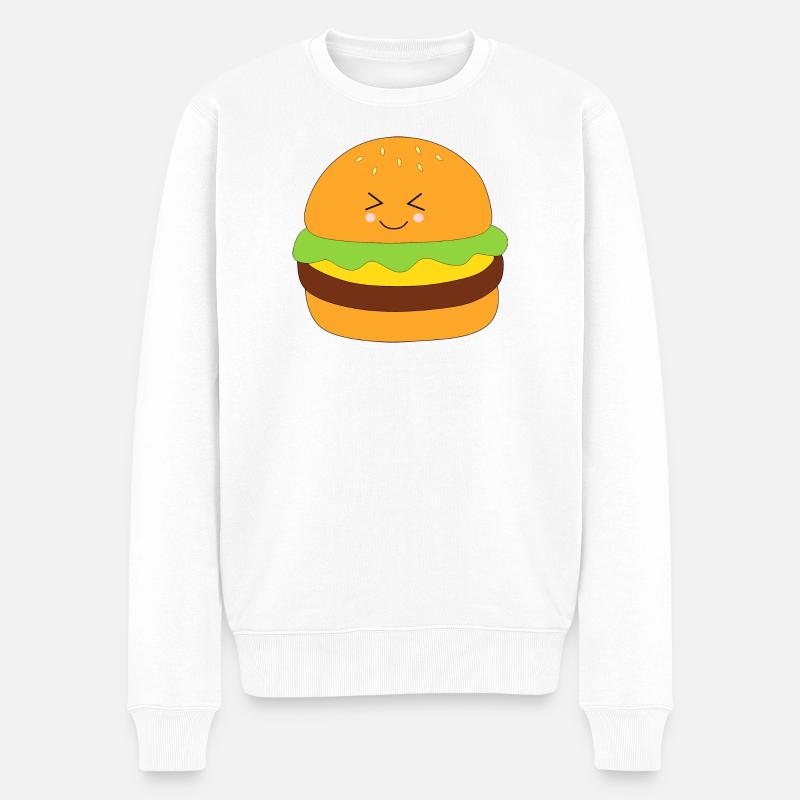 Burgers, restauration rapide, manger, cuisiner - Pull Premium bio Homme - blanc