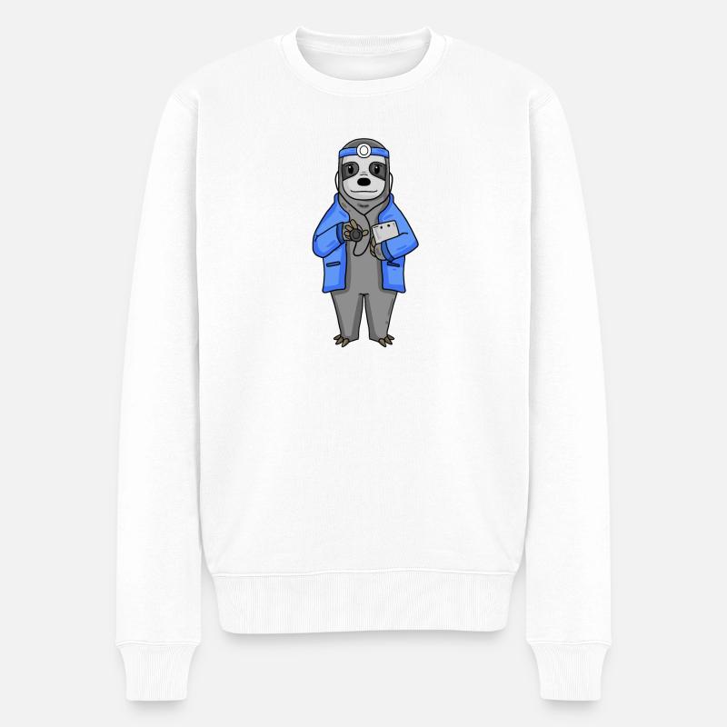 Faultier Arzt Tierarzt - Männer Premium Bio Pullover - Weiß